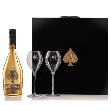 ARMAND DE BRIGNAC Champagne GOLD con cassetta e due flute 75cl.